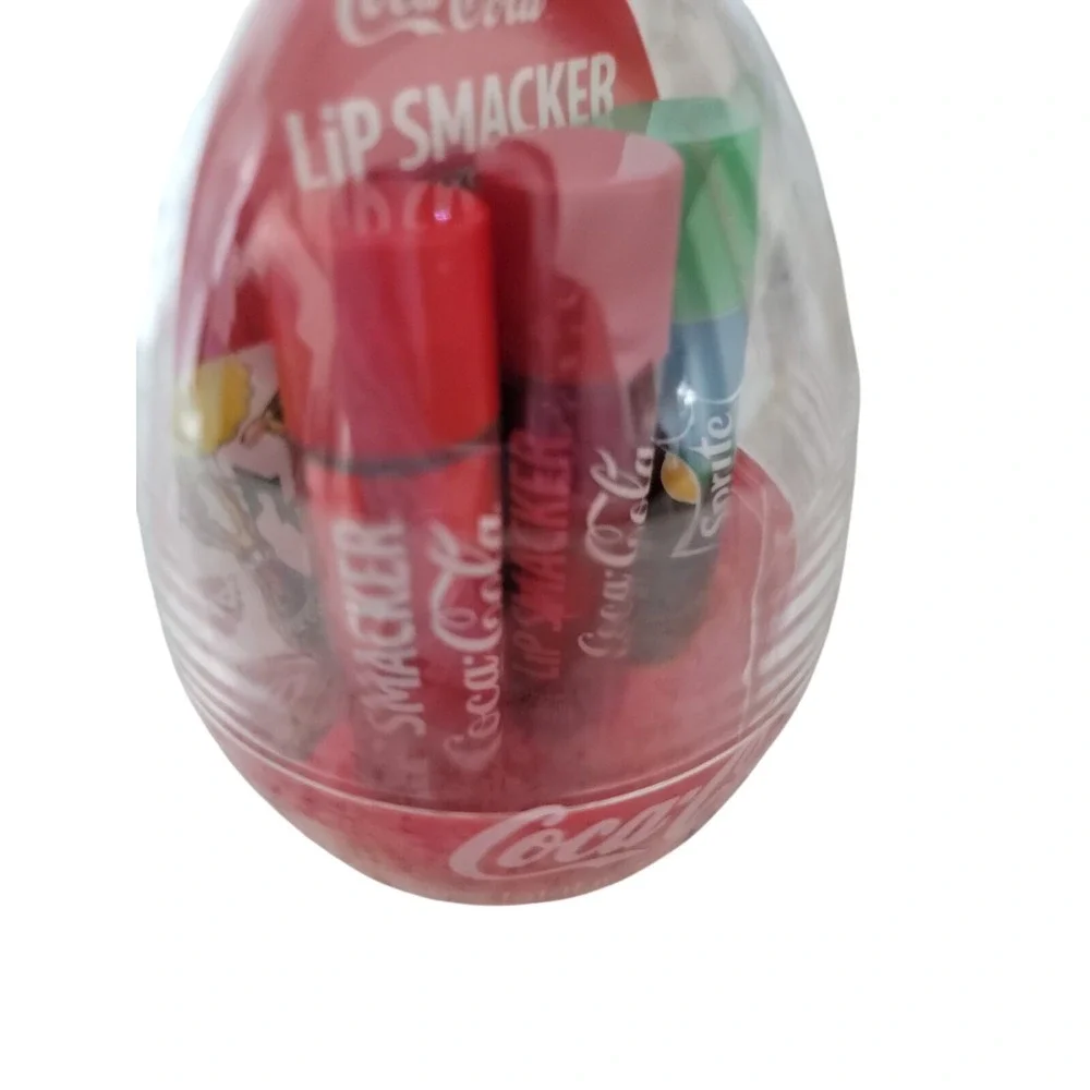 Coca-Cola Lip Smacker Lip Balm Trio in Red Egg Case Classic Cherry Sprite 0.42oz